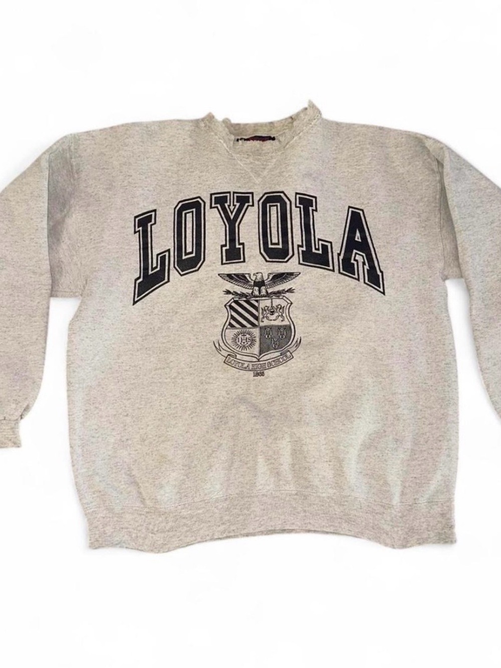 Vintage Retro Loyola High School Gray Crewneck Sweatshirt X-Large